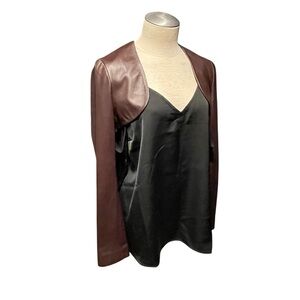 Vintage Arden B: Cropped Fitted Bolero Shrug Leather Jacket • Size M • NWT